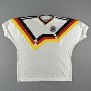 Vtg 80s German Soccer Jersey Men's XL White DFB Football Deutscher Fussball-Bund
